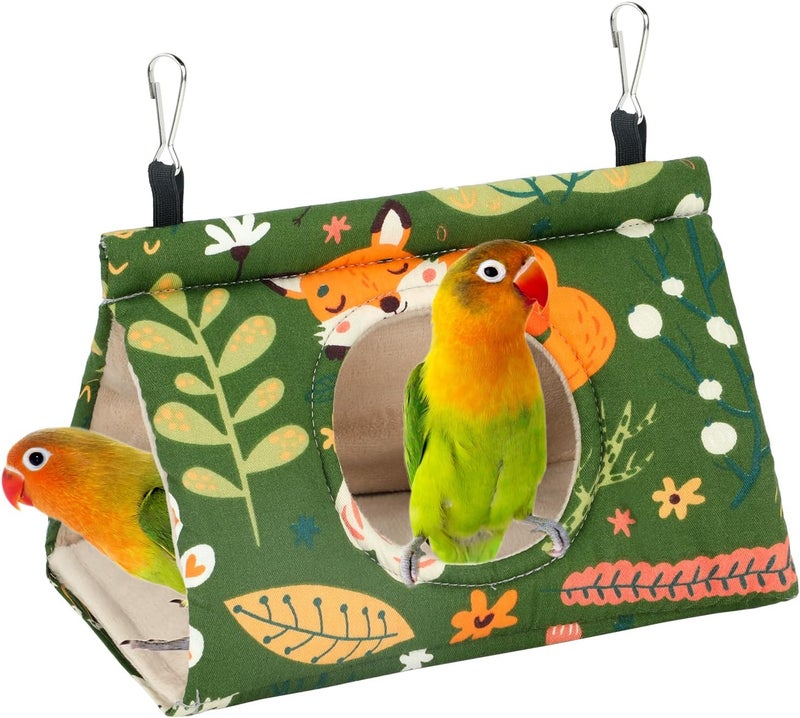 Rypet Winter Warm Bird Nest House - Hanging Hammock Velvet Shed Hut Cage Plush Fluffy Birds Hideaway Sleeping Bed Fuzzy for Parrot Parakeet Cockatiels Budgies Lovebird Small（Green） - Image 1